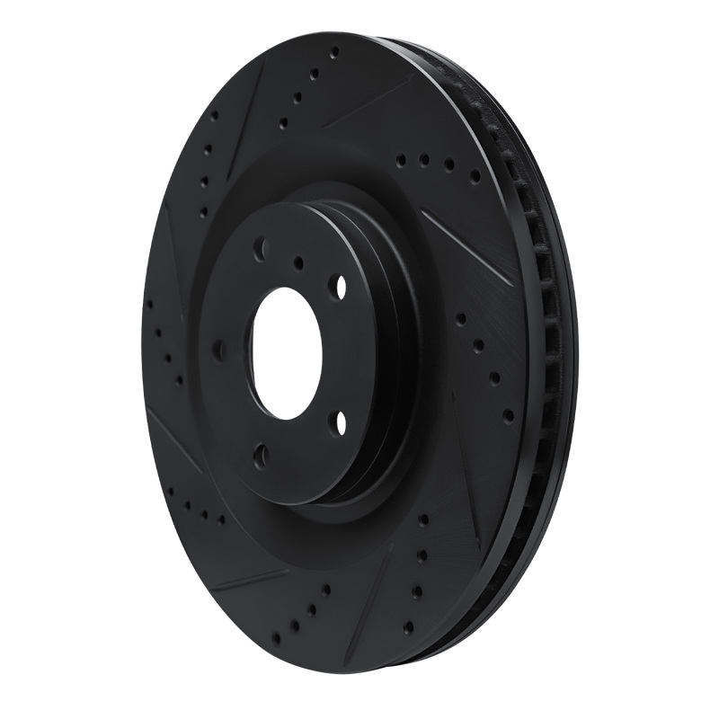 Infiniti QX55 Brake Rotor (1) - Front Left - R1 Concepts - Drilled & Slotted - Black - `19-`24